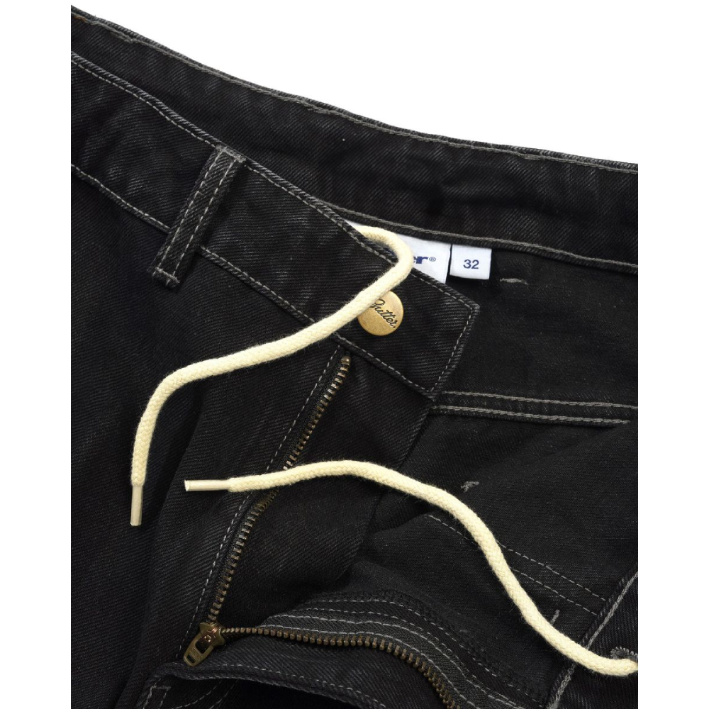 Butter Good Scribble Denim Shorts Washed Black