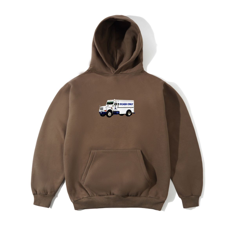 Cash Only Money Truck Hoodie Brown