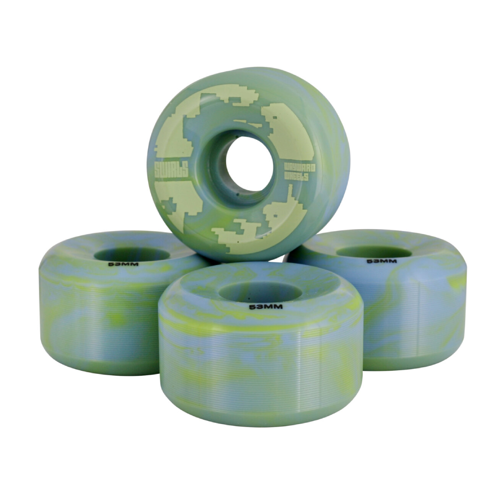 Wayward Wheels Fluro Green With Baby Blue Swirl Formula 83B 53mm