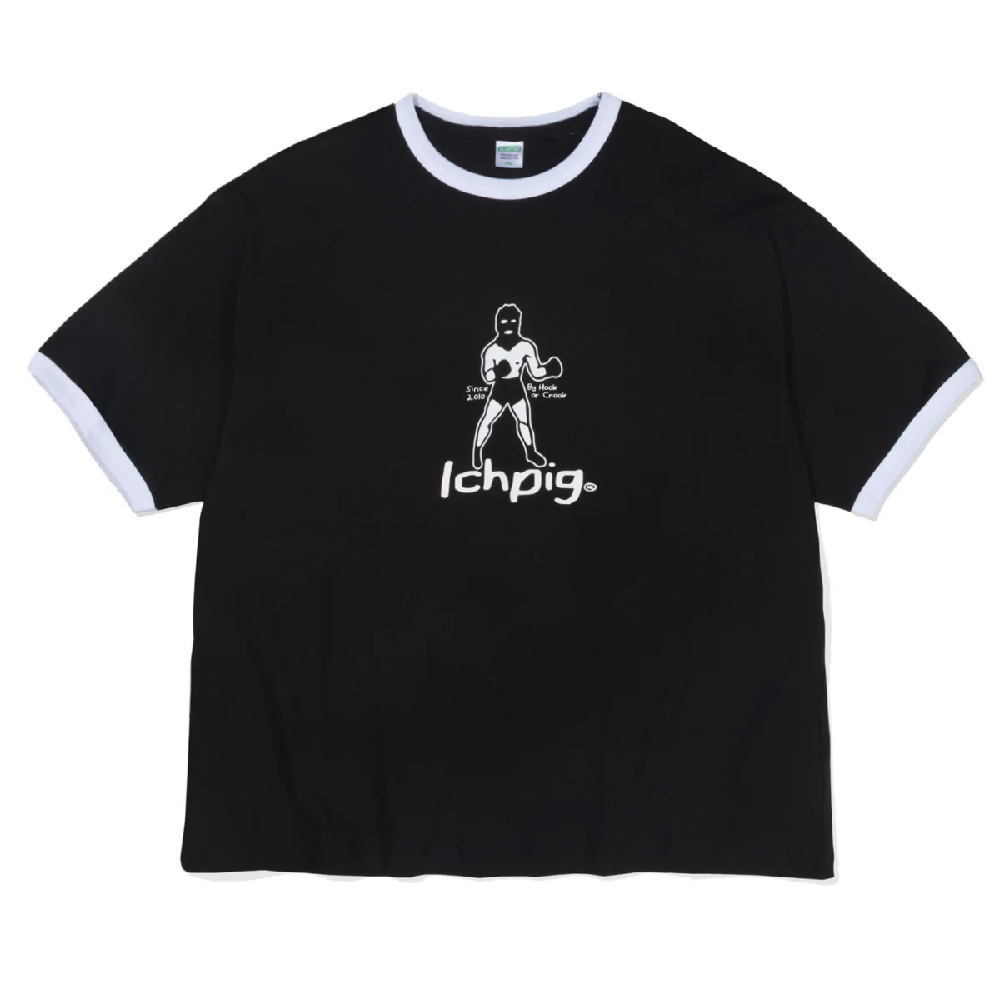 Ichpig Boxing Ringer Black T-Shirt