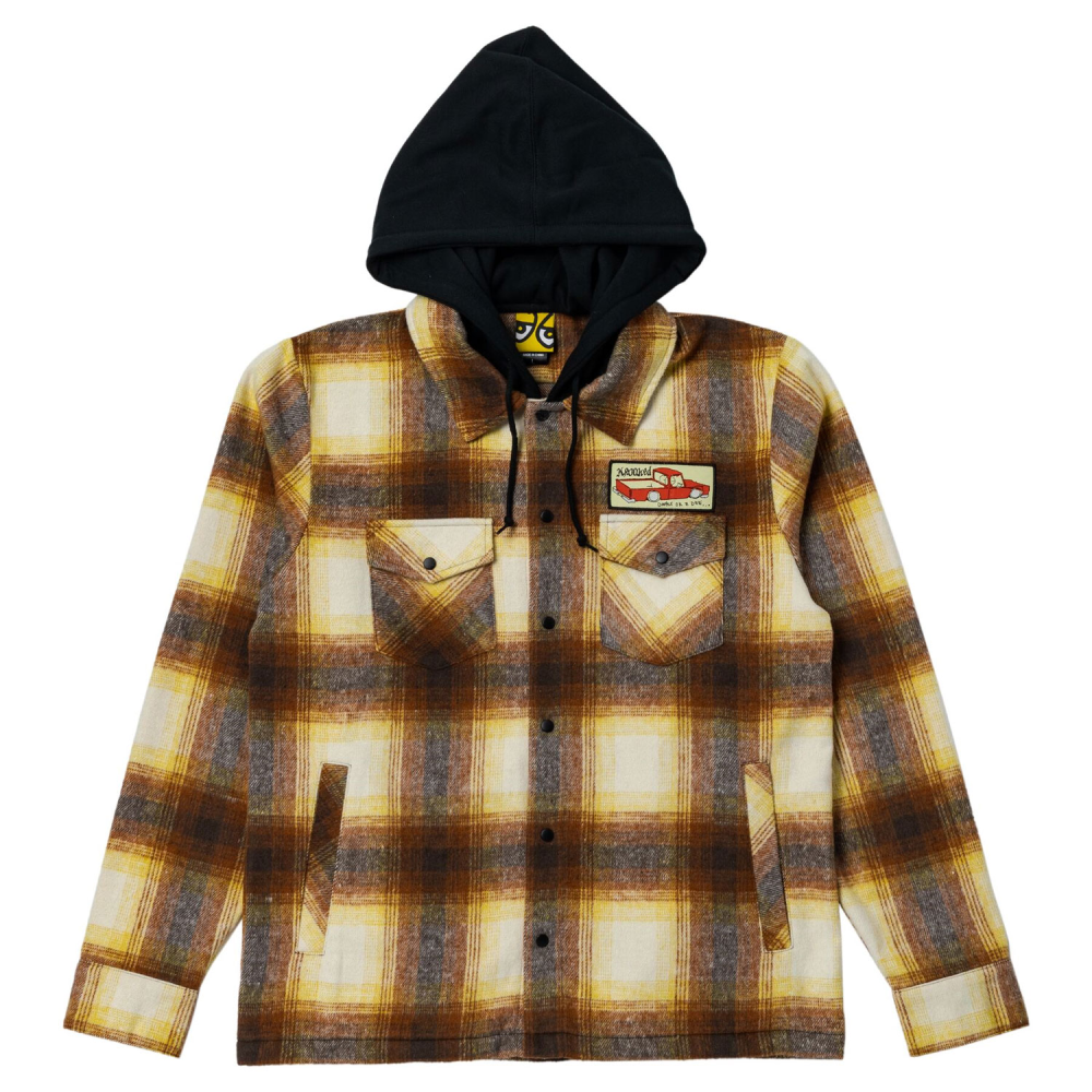 Krooked Double Hooded Flannel Brown/Tan