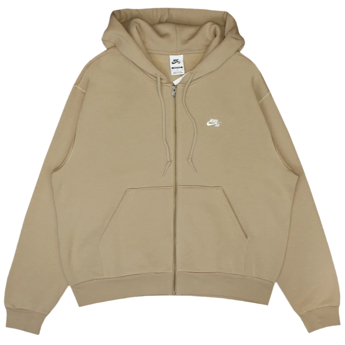 Nike SB Essential Logo Hooded Zip-Up Sweatshirt Khaki/ White