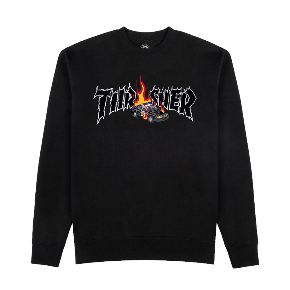 Thrasher Cop Car Neckface Crewneck Black