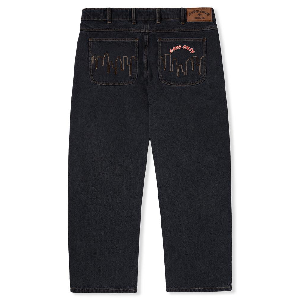 Cash Only Logo Baggy Denim Jeans Washed Black