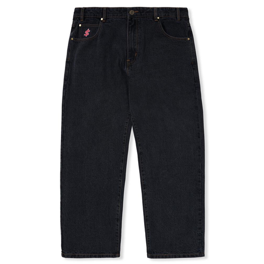 Cash Only Logo Baggy Denim Jeans Washed Black
