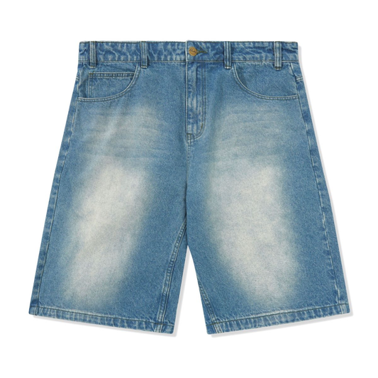 Butter Goods Warped Denim Shorts Washed Mid Blue