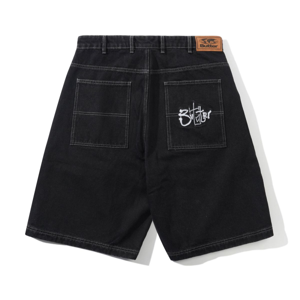 Butter Good Scribble Denim Shorts Washed Black