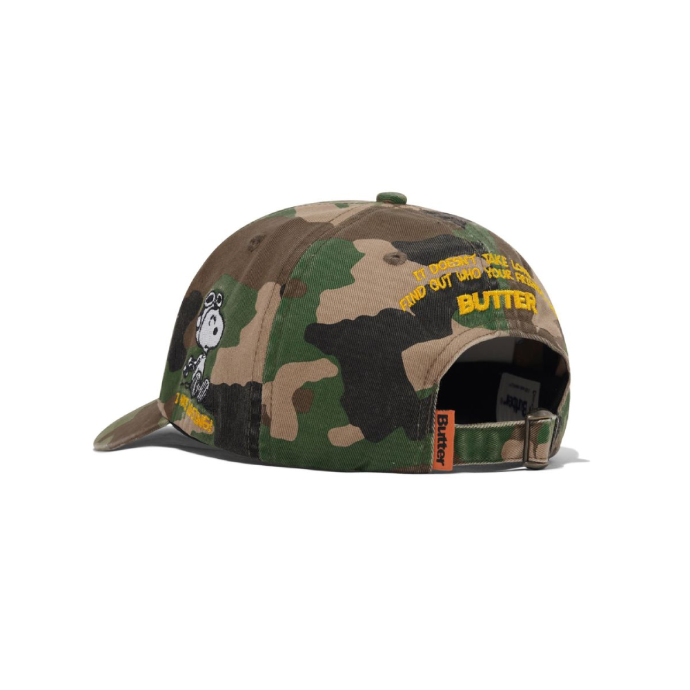 Butter Goods X Peanuts Rats 6 Panel Cap Washed Camo