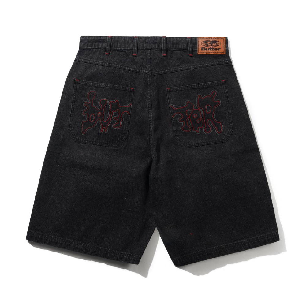 Butter Goods Blotch Denim Shorts Streaky Black