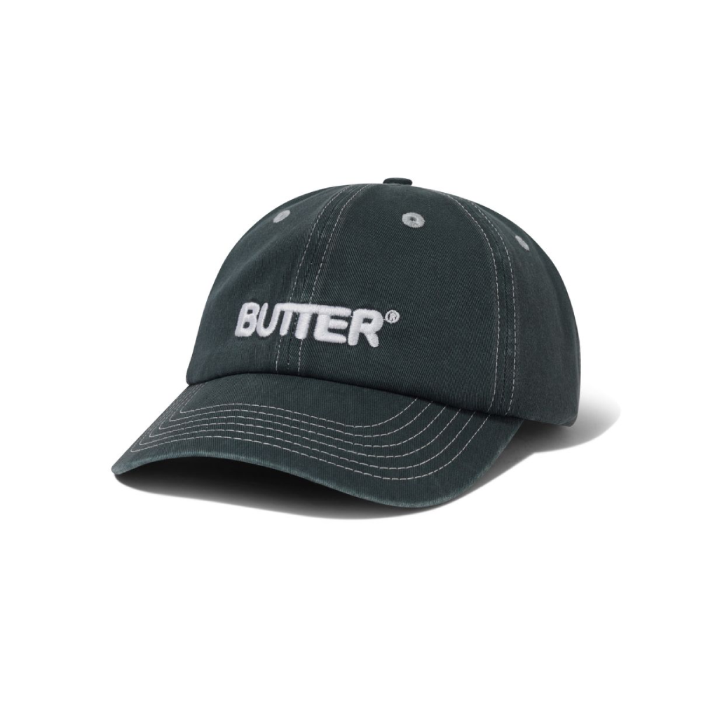 BUtter Good Rounded Logo 6 Panel Cap Washed Black