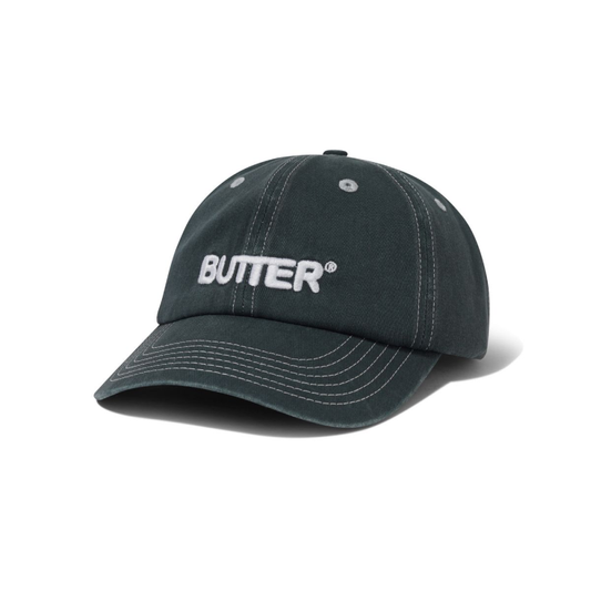 BUtter Good Rounded Logo 6 Panel Cap Washed Black