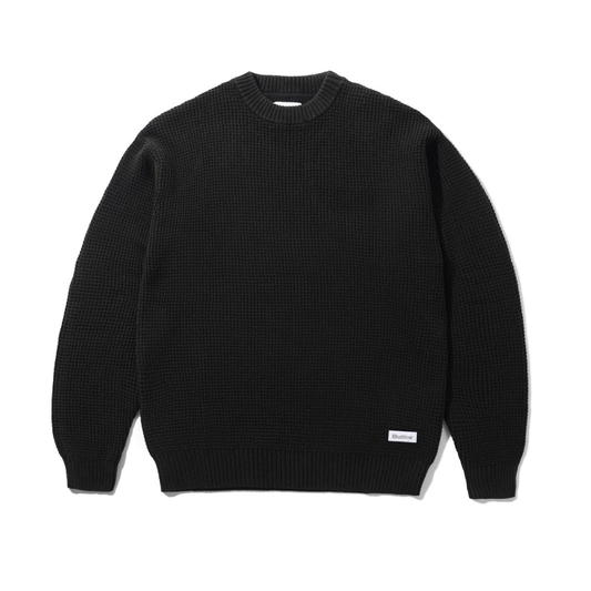 Butter Goods Distressed Waffle Knit Sweater Washed Black