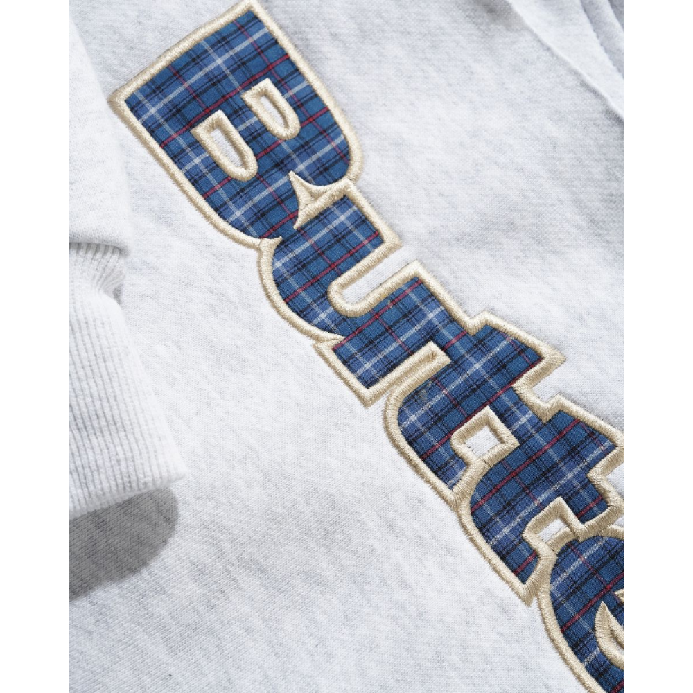 Butter Goods Plaid Logo Applique Pullover Hood Ash