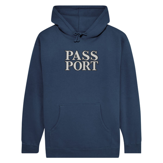 Pass~Port Official Stacked Applique Hood Navy