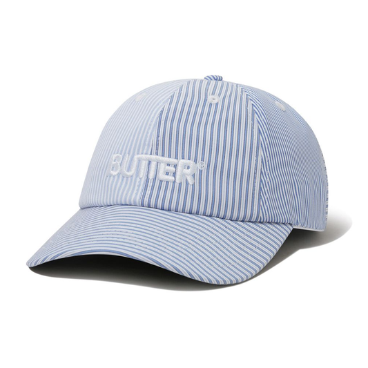 Butter Goods Rounded Logo 6 Panel Cap French Blue Stripe
