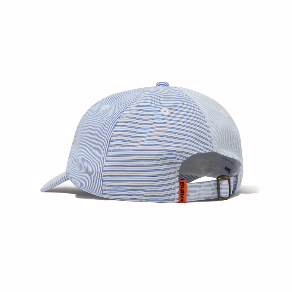 Butter Goods Rounded Logo 6 Panel Cap French Blue Stripe