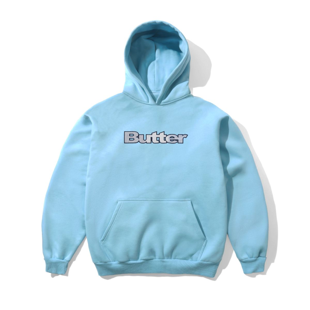 Butter Goods Stripe Logo Applique Pullover Hood Sky