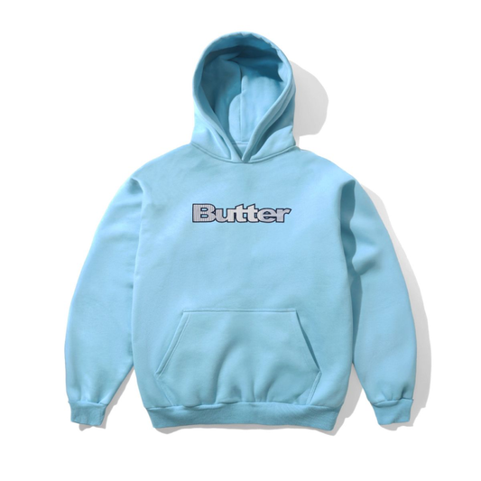 Butter Goods Stripe Logo Applique Pullover Hood Sky
