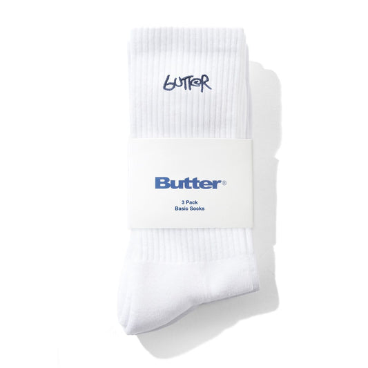Butter Goods 3-Pack Basic Socks White