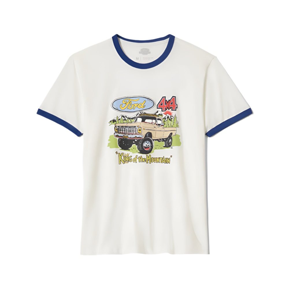 Brixton Ford King Of The Mountain Ringer T-Shirt Wimbledon White