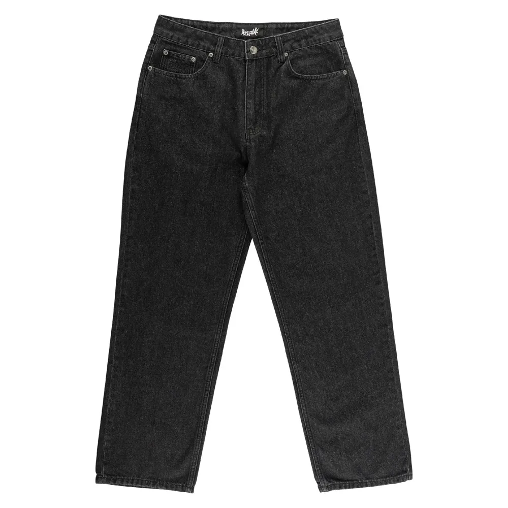 Welcome Immortal Loose Straight Washed Denim Pants Black