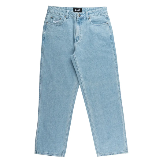 Welcome Immortal Loose Straight Washed Denim Pants Blue