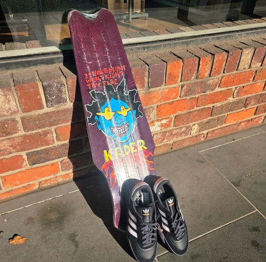 Reverse Auction - Krooked Kader Guest Tri-Plane Deck 9.75" Maroon, Adidas Glenburn Black/Black/White