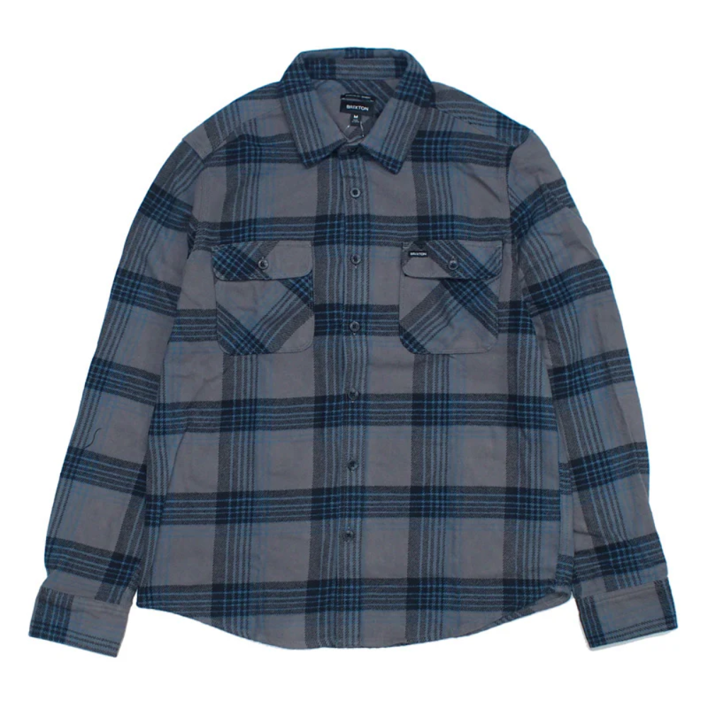 Brixton Bowery L/S Flannel Black/Ocean Blue
