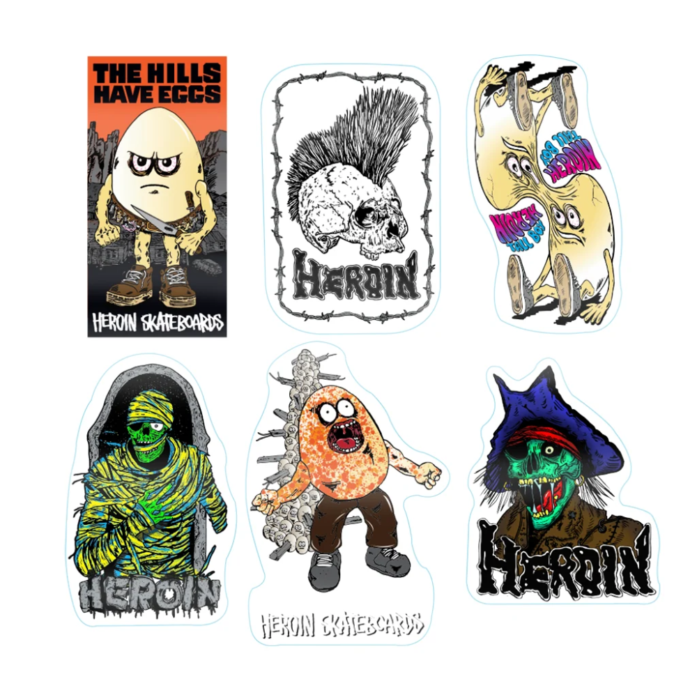 Heroin Hills Have Eggs Assorted Stickers