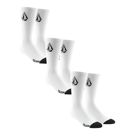 Volcom Full Stone Sock 3 Pack White