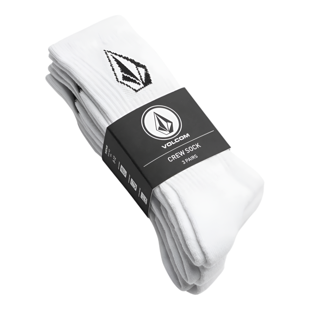 Volcom Full Stone Sock 3 Pack White