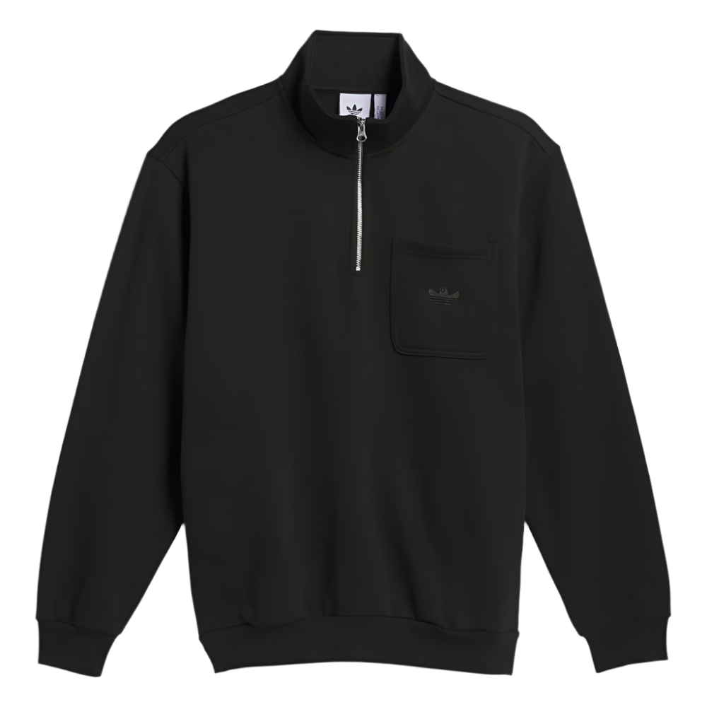 Adidas Shmoofoil 1 4 Zip Mock Neck Sweatshirt Black The Skateboard Shop