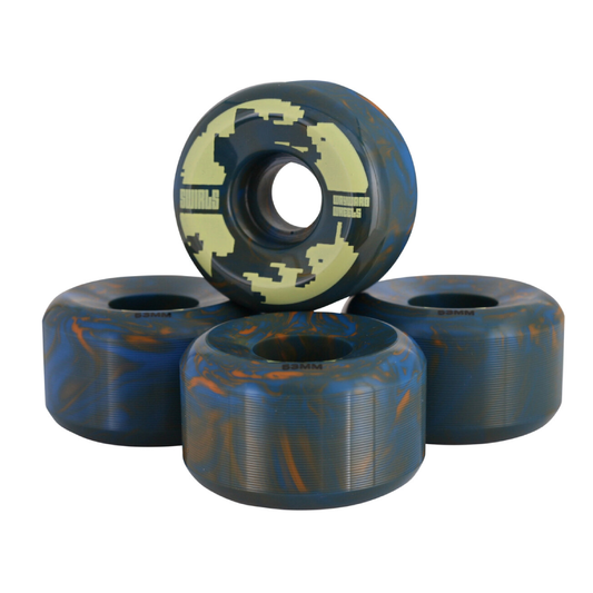 Wayward Wheels Fluro Orange with Acid Dark Blue Swirl Formula 83B 53mm