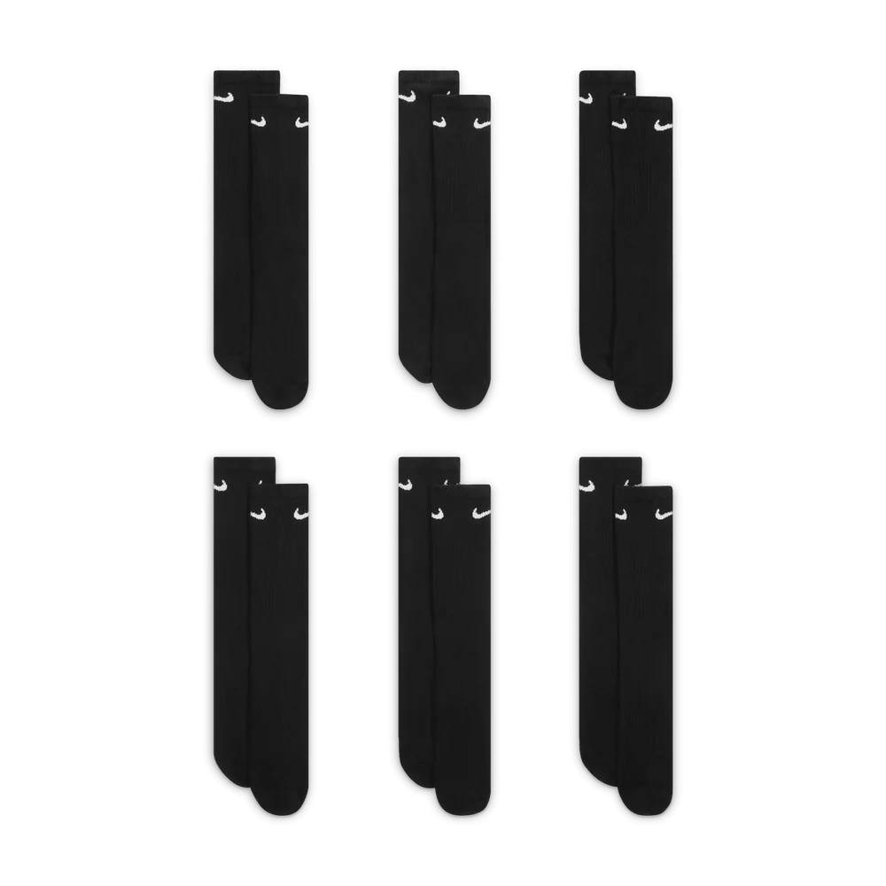 Nike Everyday Cushioned Crew Black Sock 6 Pack