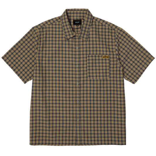 Huf Stretch Micro Plaid Shirt Clay
