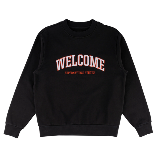 Welcome Student Embroidered Pigment Dyed Crew Black