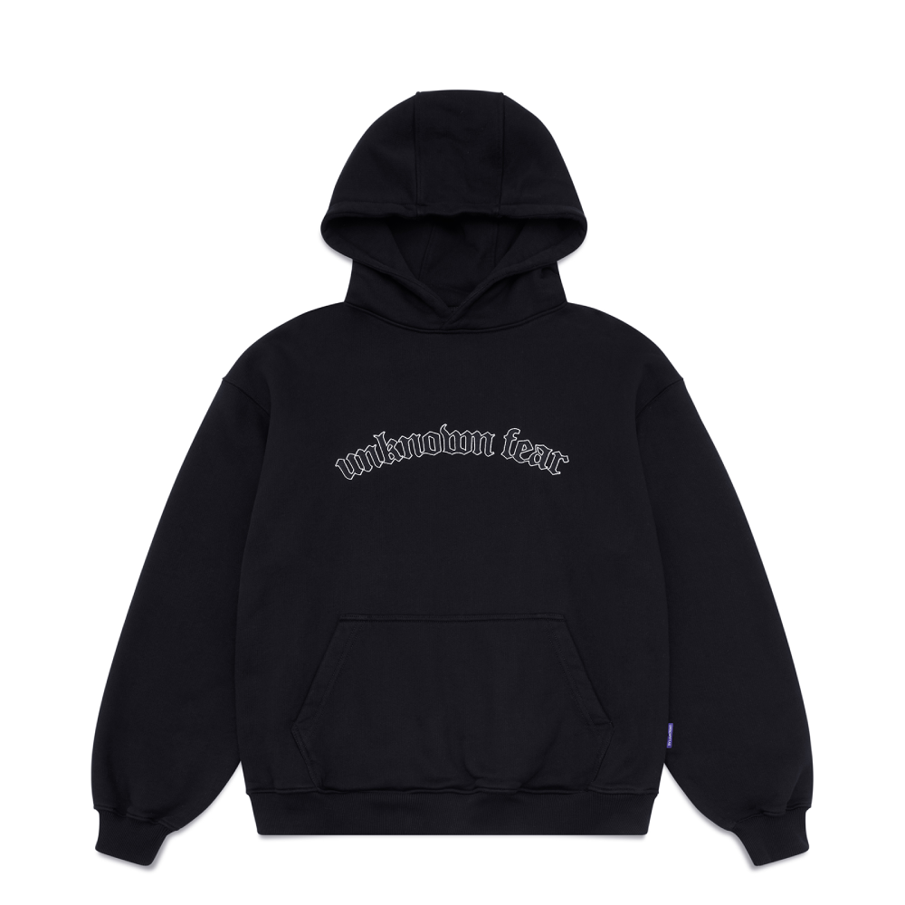 Unknown Fear Distorted Script Hood Black