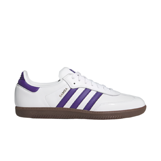 adidas Samba ADV Cloud White/Collegiate Purple/Gold Metallic — skate shoes