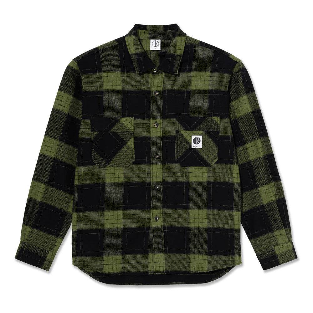 Polar Mike Long Sleeve Flannel Shirt Black/Ary Green