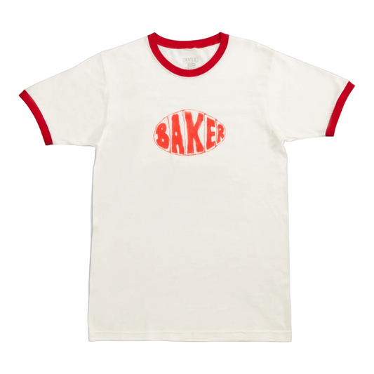 Baker Sprayed Oval Ringer White Tee